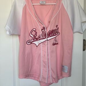 Genuine Merchandise Pink and White Baseball Jersey